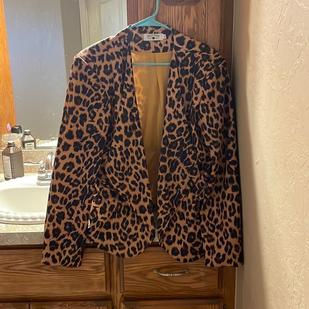 Crazy Train Leopard Print Blazer - image 1